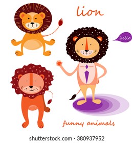 Vector set. Funny lions.