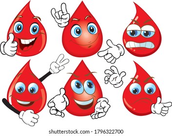 Un conjunto vectorial de mascotas graciosas que se parecen a gotas de sangre.