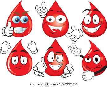 Un conjunto vectorial de mascotas graciosas que se parecen a gotas de sangre.