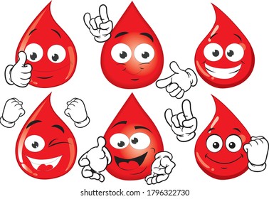 Un conjunto vectorial de mascotas graciosas que se parecen a gotas de sangre.