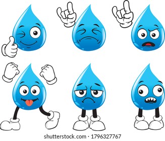 A vector set of funny mascots resembling water drops.