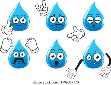 Water Drop Cartoon Mascot Characters 1 Stock Vector (Royalty Free ...