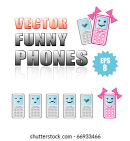 Vector set of funny mobile phones
