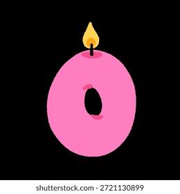 Vector set of funny numbers candles. Cute wax candles shaped like numbers. Collection of burning birthday cake candles. Age year candles for anniversary, birthday.