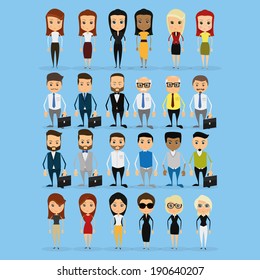 Vector Set Of Funny Office Characters Isolated On Background