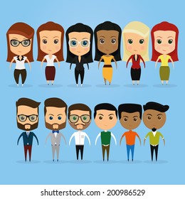 Vector Set Of Funny Office Characters Isolated On Background