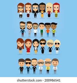 Vector Set Of Funny Office Characters Isolated On Background