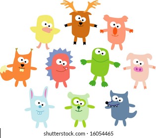 vector set of funny pets 02