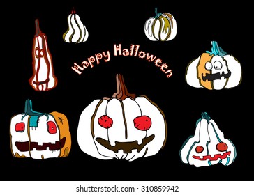 vector set of funny pumpkins for Halloween design