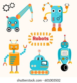 Vector Set Funny Robots Faces Funny Stock Vector (Royalty Free ...