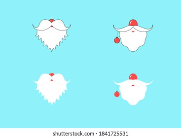 Vector set of Funny Santa beard and mustache, mask design. Funny mouths for medical face mask, t-shirt print. Cute illustrations with Santa Beard for medical mask design.