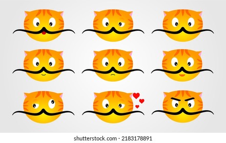 Juego de vectores de sonrisas divertidas-gatos