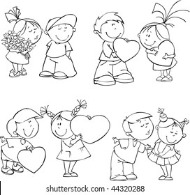 Vector set of funny Valentine kids