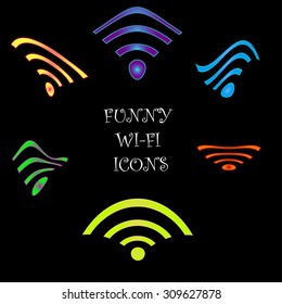 Vector set of funny wi-fi icons.