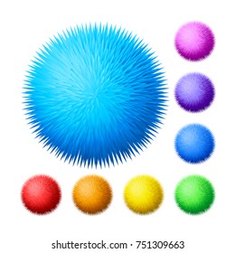 Vector set of fur pompons. Eps8. RGB. Global colors