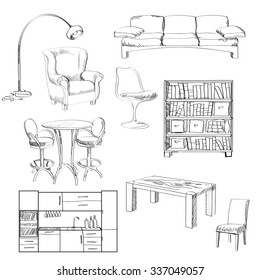 vector set of furniture