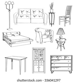 Vector Set Of Furniture Sketch