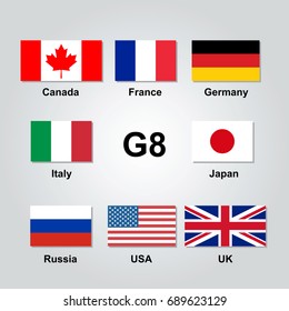 Vector set of G8 flags.