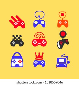 Vector set of Game Play Joystick, VR mobile game online elements for icons and logo