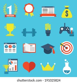 Vector set of gamification icons for design - vector icons