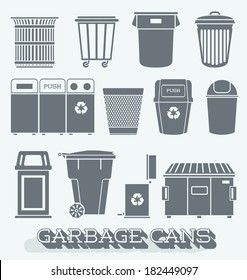 Vector Set: Garbage Cans and Recycling Bins