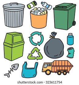vector set of garbage and recycle icon