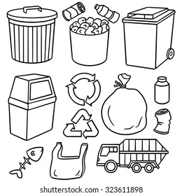 vector set of garbage and recycle icon