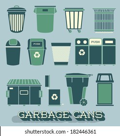 Vector Set: Garbage and Recycling Cans