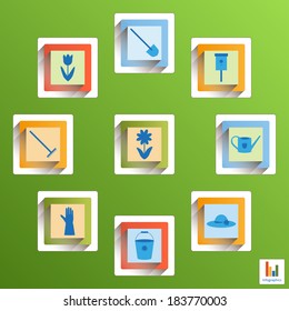 Vector set of garden icons.