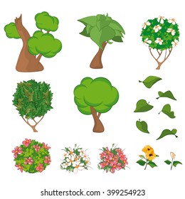 Vector Set of Garden Plants with Flowers for you Design and Computer Game