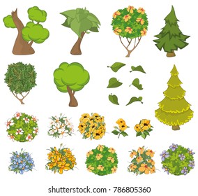 Vector Set of Garden Plants with Flowers for you Design and Computer Game