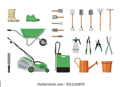 Vector set of garden tools.