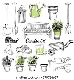 Vector set of gardening