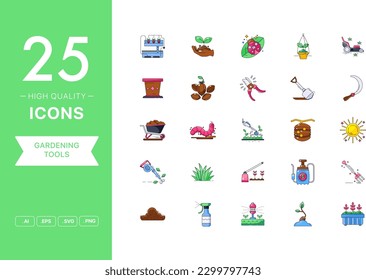 Vector set of Gardening  icons
