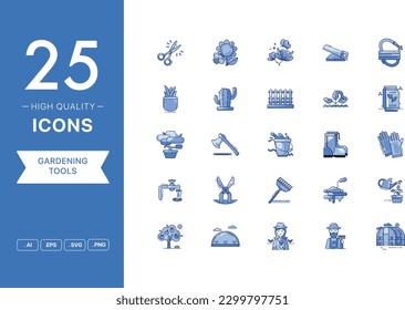 Juego de vectores de iconos de jardinería