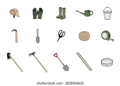 Vector set gardening supplies. Home gardening, agriculture.