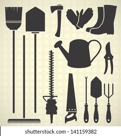 Vector Set: Gardening Tool Silhouette Collection