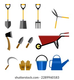 vector set of gardening tools