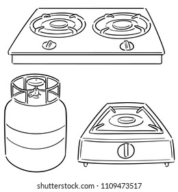 vector set of gas stove