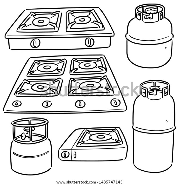 Vector Set Gas Stove Cartoon Stock Vector Royalty Free 1485747143