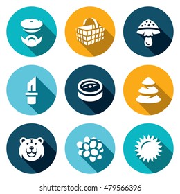 Vector Set of Gathering in the Forest Icons.