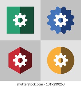 vector set gear flat color icon