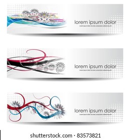 vector set of gears header design