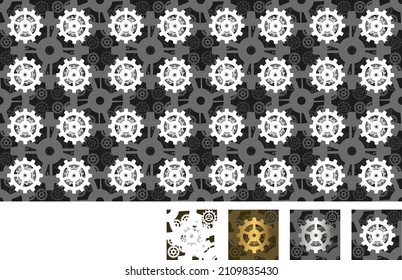 Vector set of gears, no borders, used for tiled or frosted textures.