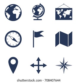 Vector Set of Geo Blue Icons. Geographical School Pictograms