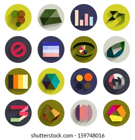 Vector set of geometric abstract flat icons. Can be used for business template / presentation / mobile phone icons