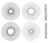Vector set of geometric circle ornaments. Guilloche isolated. Decorative round decor. White background.