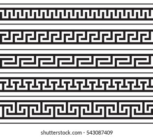 Vector - Set of geometric greek borders