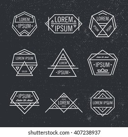 Vector set of geometric line hipster logos, icons, badges isolated. Abstract signs, frames