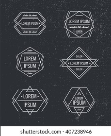 Vector set of geometric line hipster logos, icons, badges isolated. Abstract signs, frames